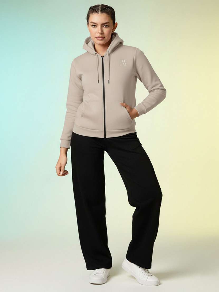 women solid long sleeve hooded sweatshirt - 22288613 -  Standard Image - 1