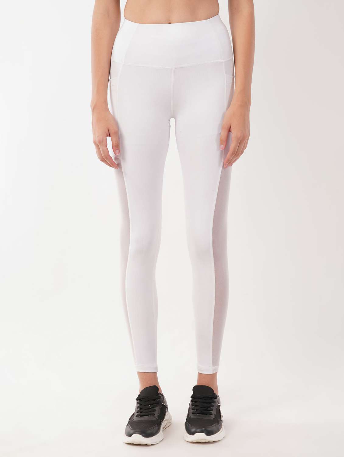 women solid high rise ankle length legging