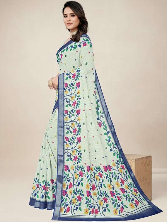 women floral casual wear saree with blouse - 22288698 -  Standard Image - 1