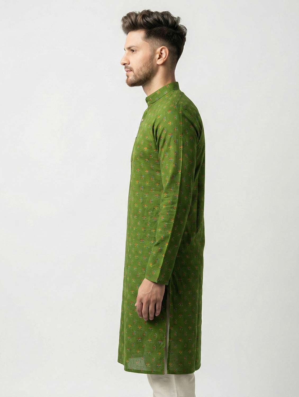 men printed mandarin neck long kurta - 22288699 -  Standard Image - 1
