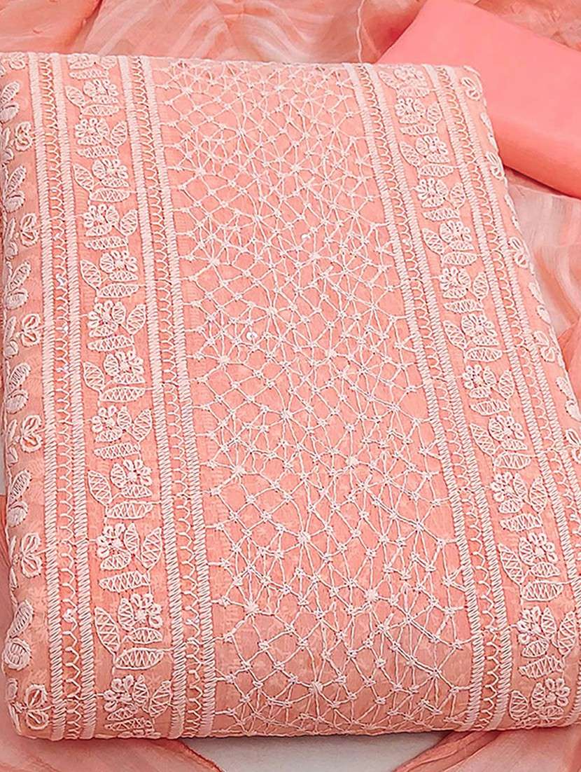 women solid with work embroidered unstitched suit set - 22288708 -  Standard Image - 1