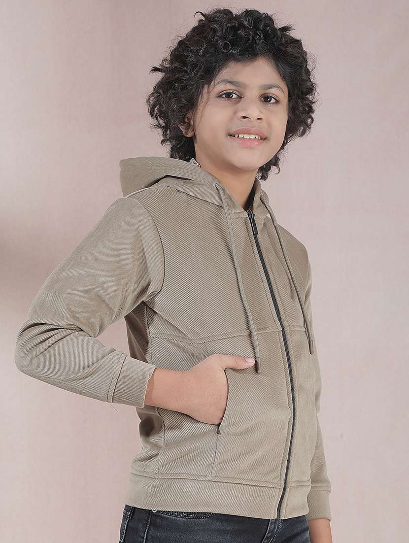 boys solid long sleeve hooded jacket - 22288769 -  Standard Image - 1