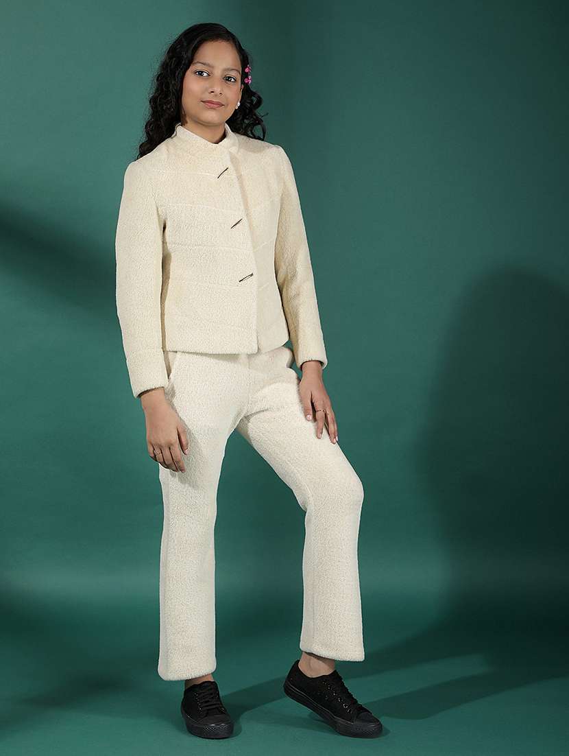 girls solid shirt & trouser co-ord set - 22288776 -  Standard Image - 1