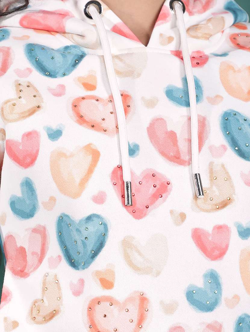 girls printed long sleeve hooded sweatshirt - 22288794 -  Standard Image - 6