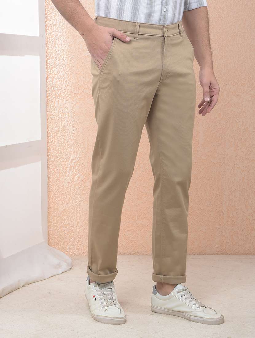 men solid mid rise chinos casual trouser - 22288816 -  Standard Image - 1