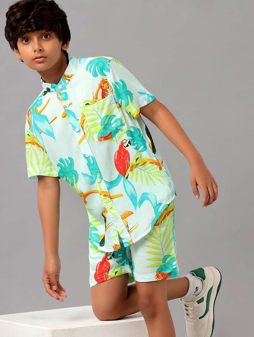 boys printed shirt & shorts co-ords set - 22288830 -  Standard Image - 1