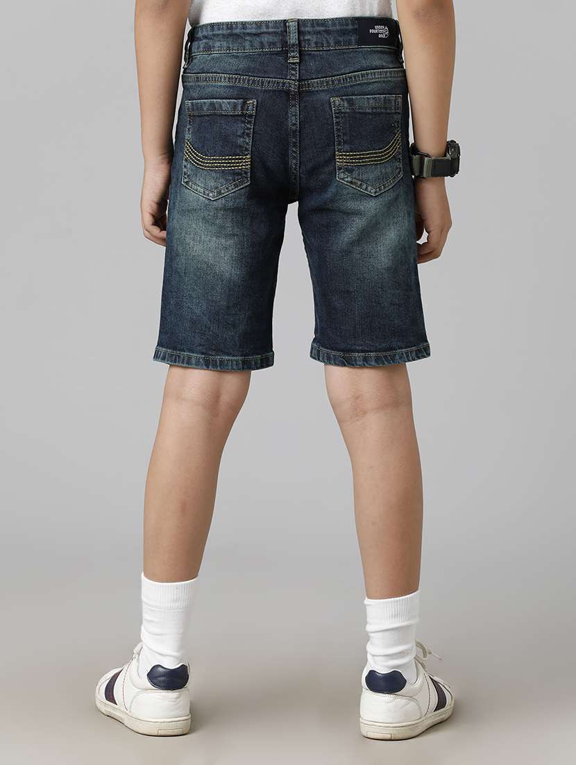 boys solid mid rise denim shorts - 22288854 -  Standard Image - 1