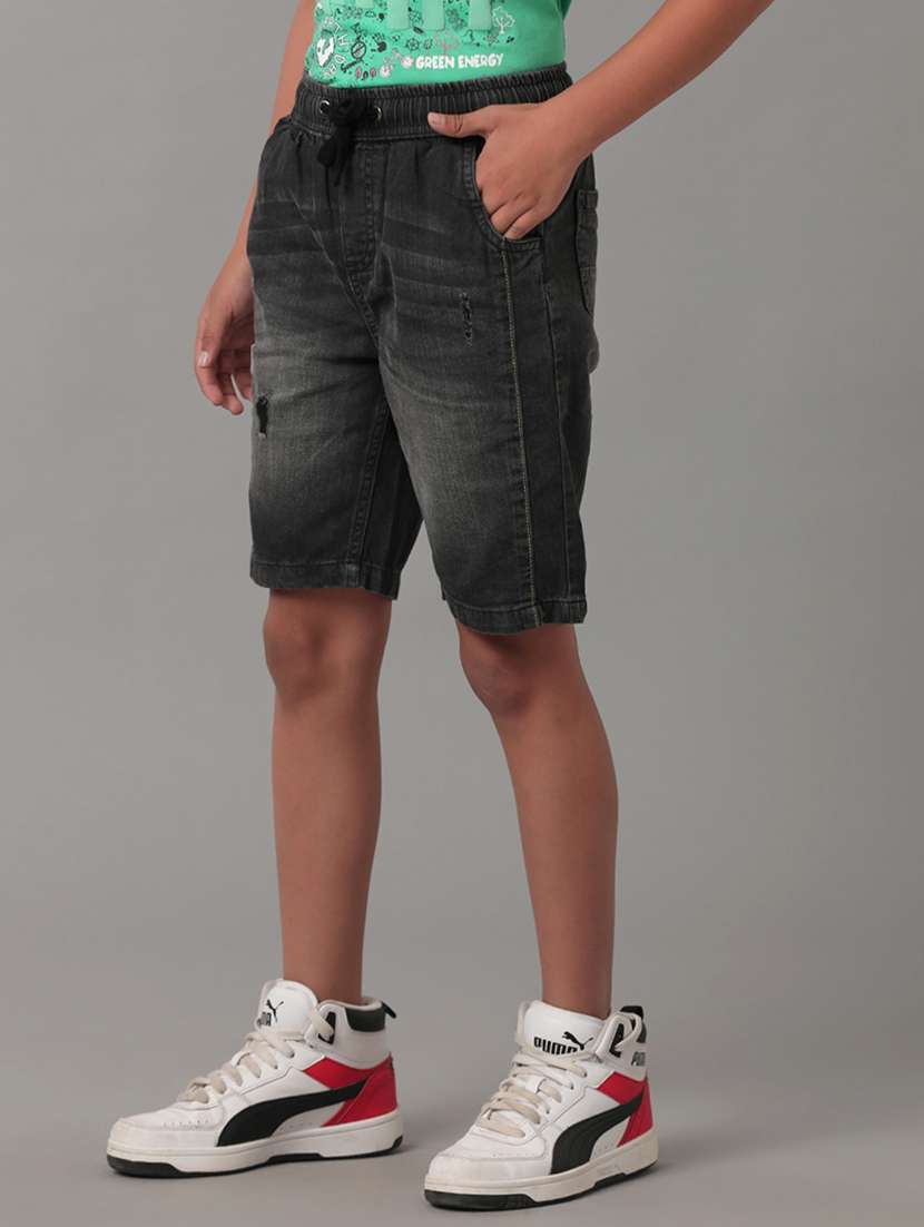 boys solid mid rise denim shorts - 22288866 -  Standard Image - 1