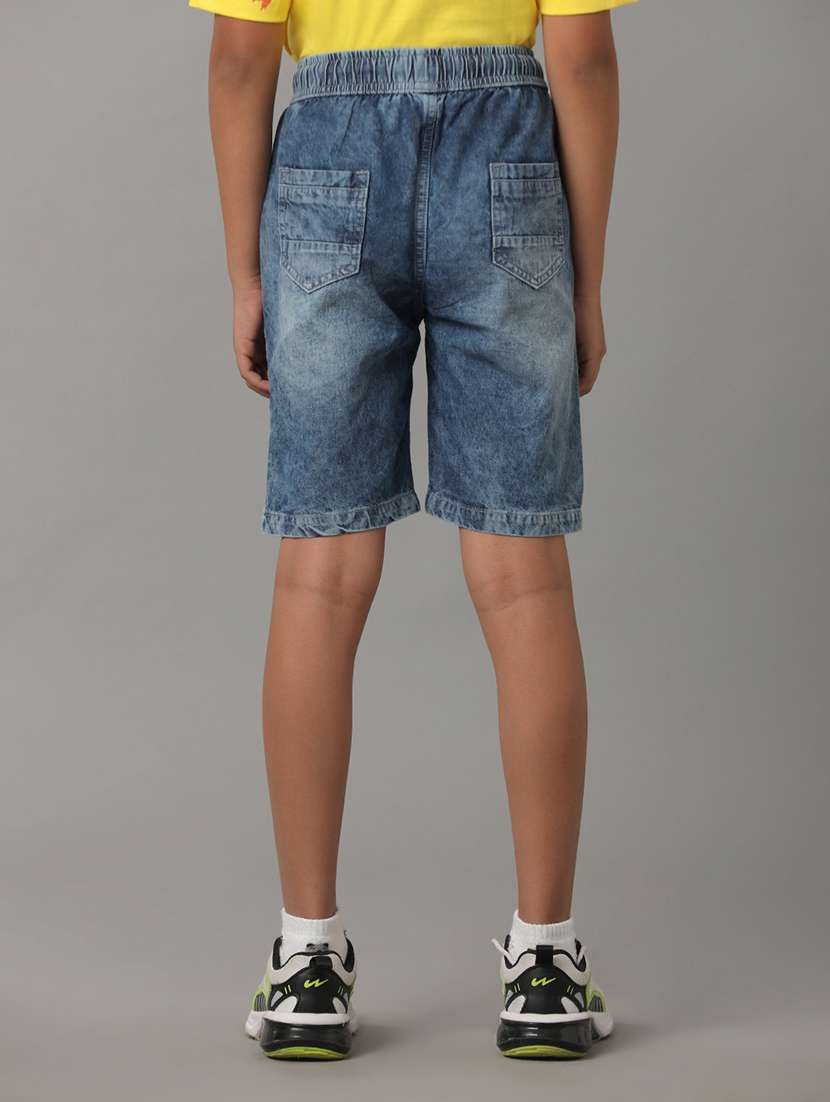 boys solid mid rise denim shorts - 22288867 -  Standard Image - 1