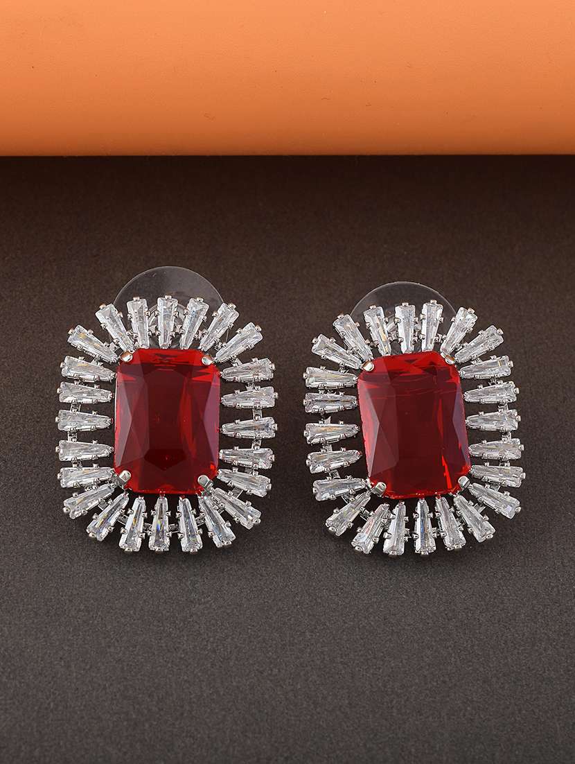 women silver brass drop earring