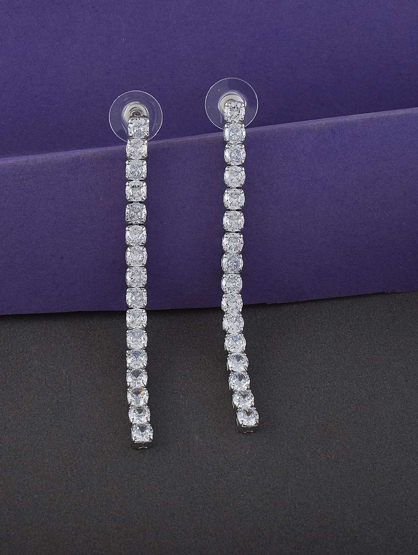 women stone studded drop earring