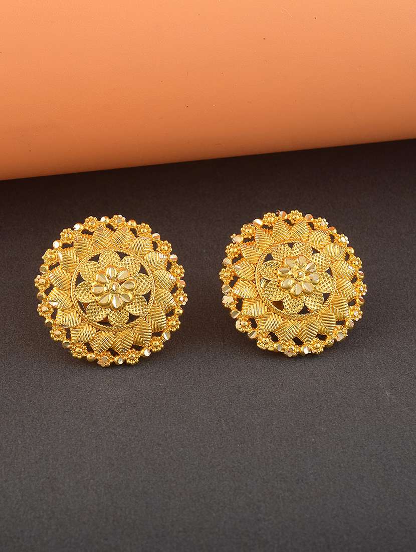 women gold brass stud earring