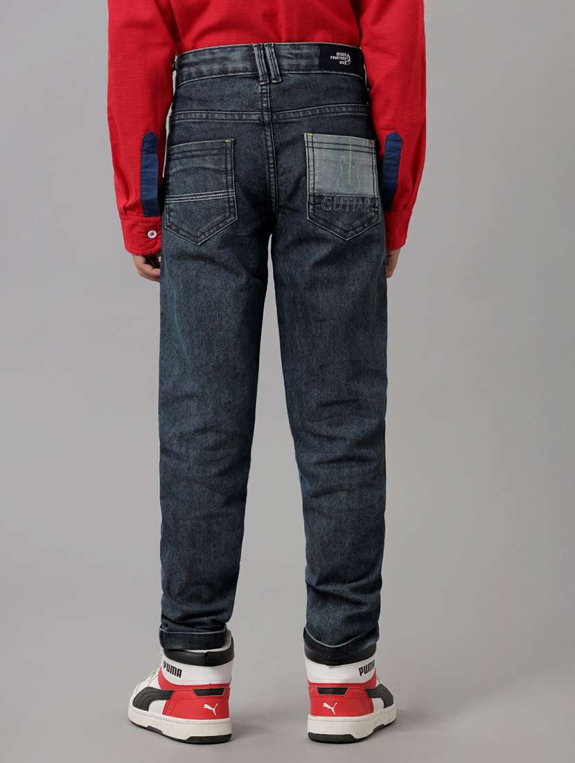boys solid mid rise slim fit jeans - 22288918 -  Standard Image - 1