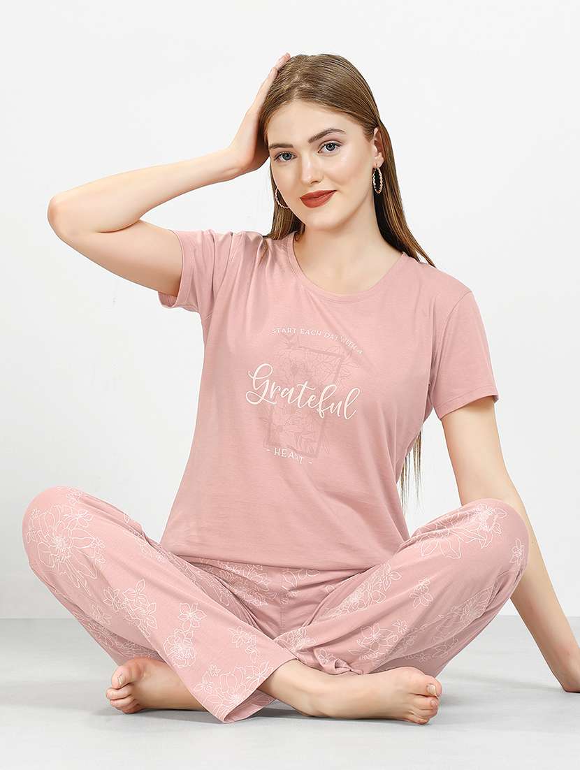 women printed nightwear pyjama set - 22289120 -  Standard Image - 1