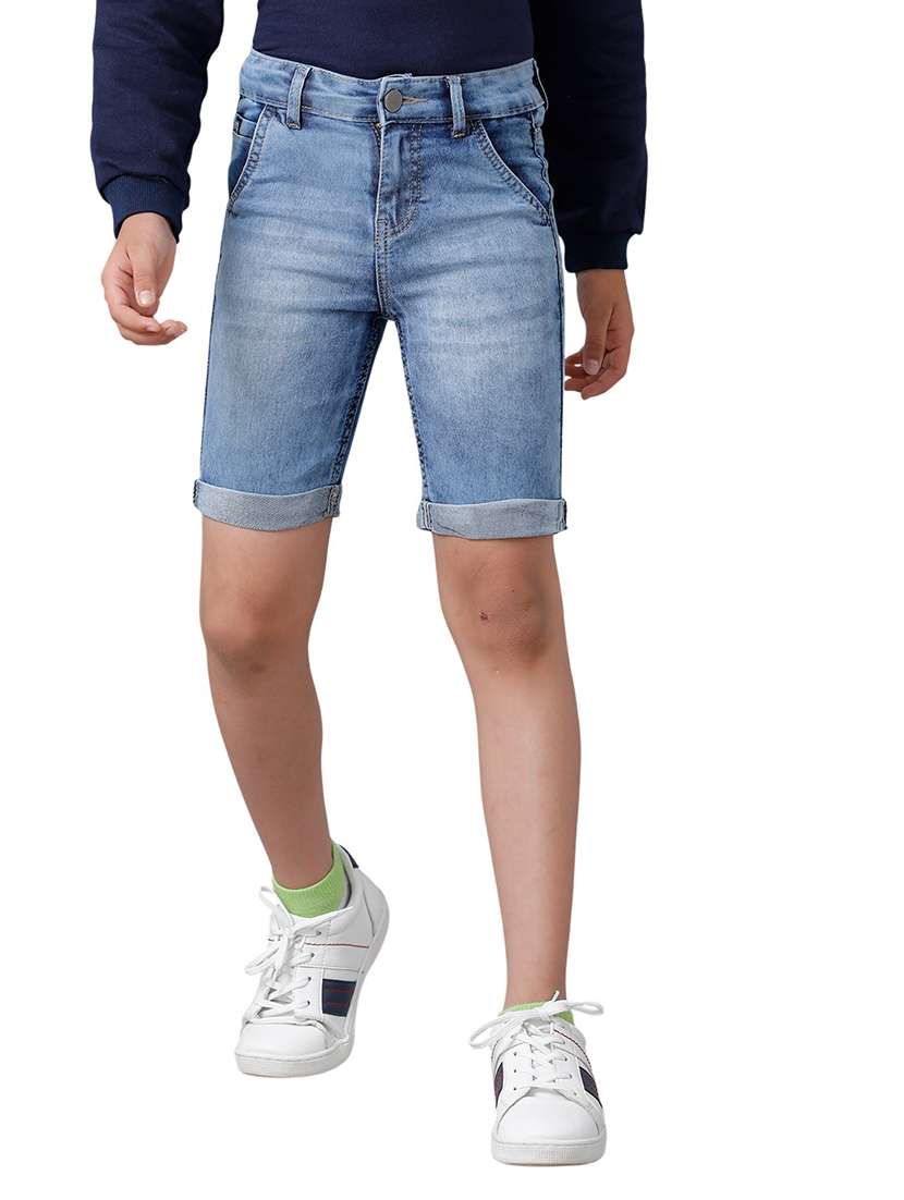 boys solid mid rise denim shorts - 22289158 -  Standard Image - 1