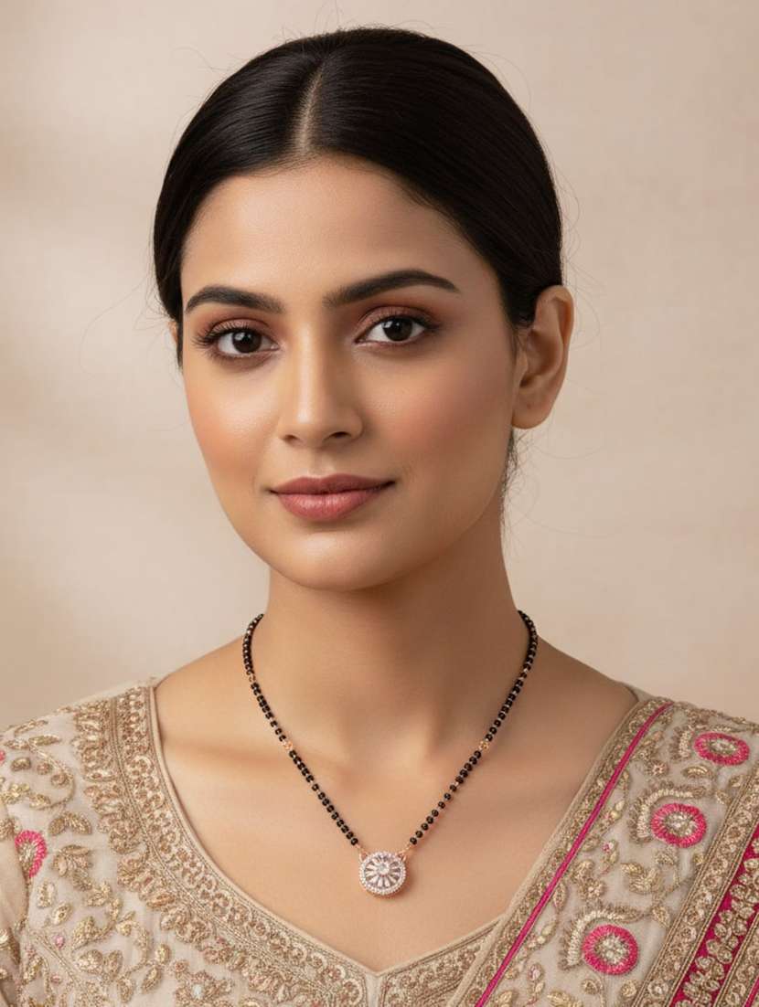 women artificial stones studded and beaded mangalsutra - 22289294 -  Standard Image - 1