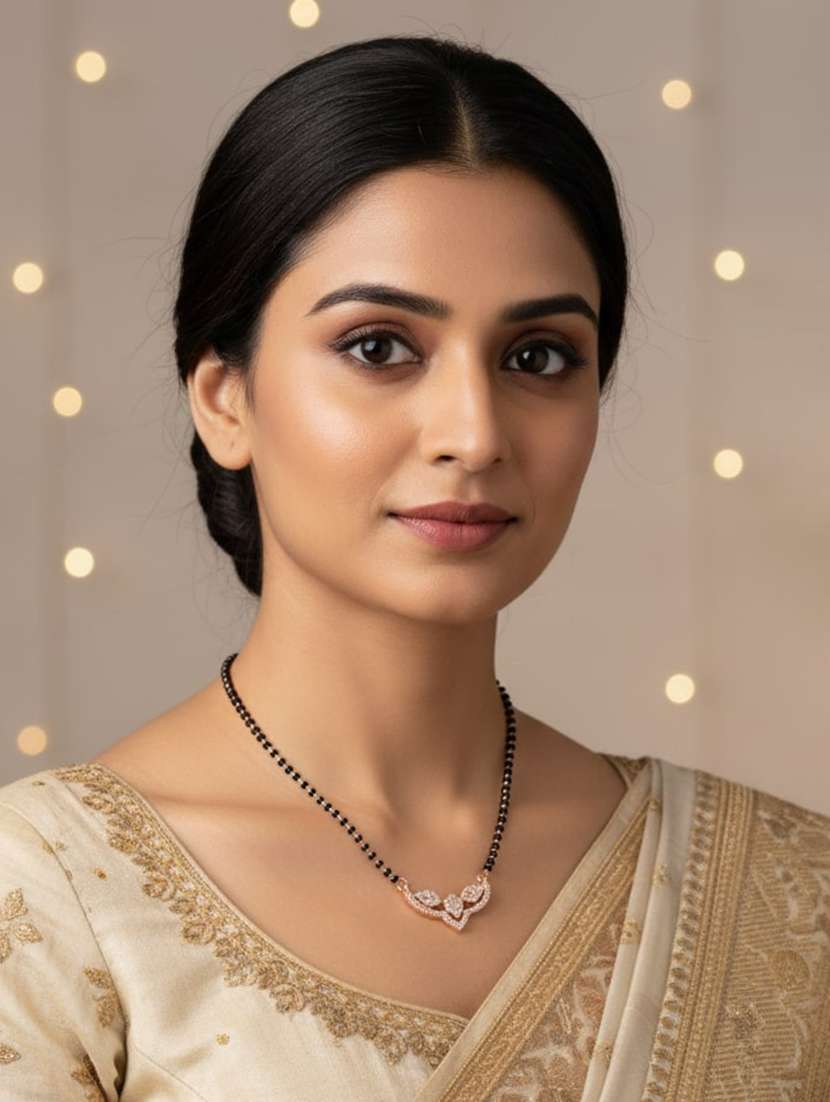 women artificial stones studded and beaded mangalsutra - 22289296 -  Standard Image - 1