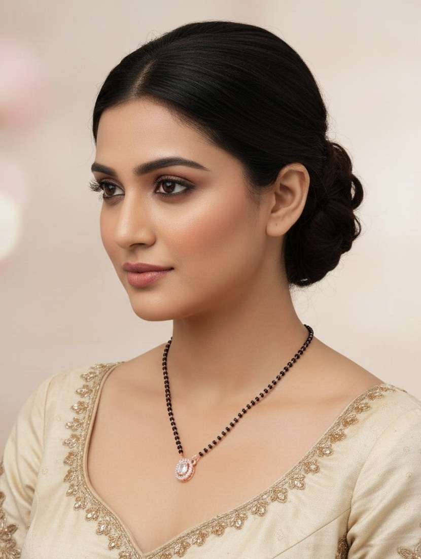 women artificial stones studded and beaded mangalsutra - 22289301 -  Standard Image - 1