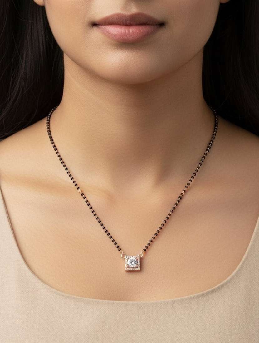 women artificial stones studded and beaded mangalsutra - 22289305 -  Standard Image - 1