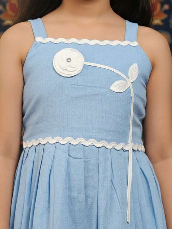 girls solid denim top & trouser co-ord set - 22289310 -  Standard Image - 4