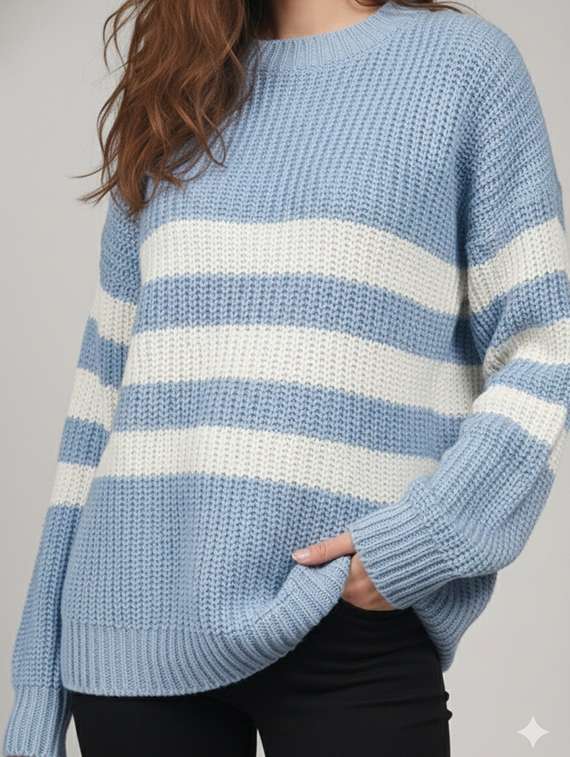women striped long sleeve oversized pullover - 22289313 -  Standard Image - 4