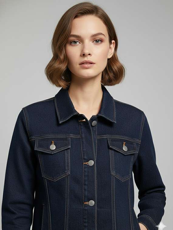 women solid long sleeve denim jacket - 22289315 -  Standard Image - 4