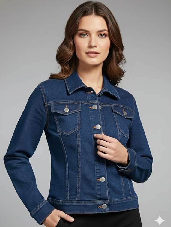 women solid long sleeve denim jacket - 22289317 -  Standard Image - 1