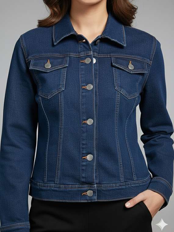 women solid long sleeve denim jacket - 22289317 -  Standard Image - 4