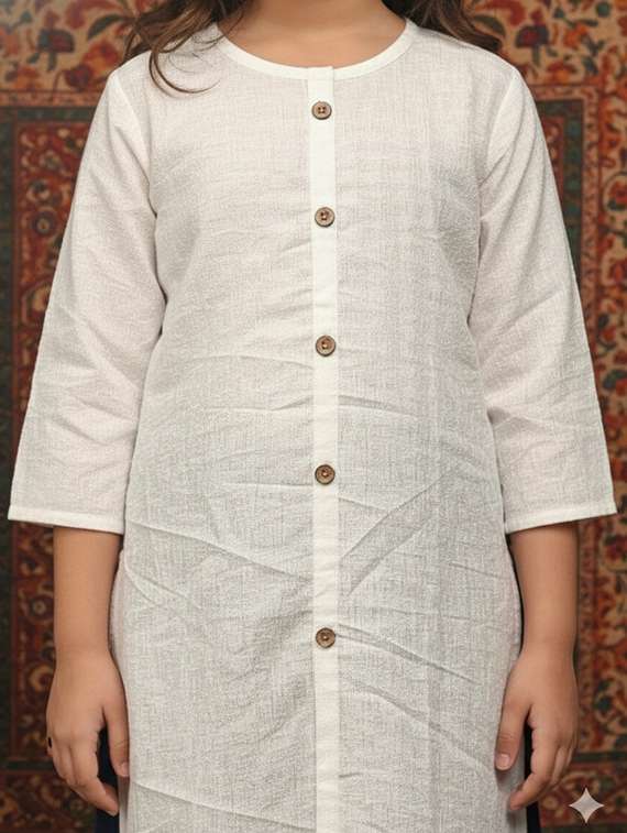 Women Three Quarter Sleeve Straight Kurta - 22289328 -  Standard Image - 4