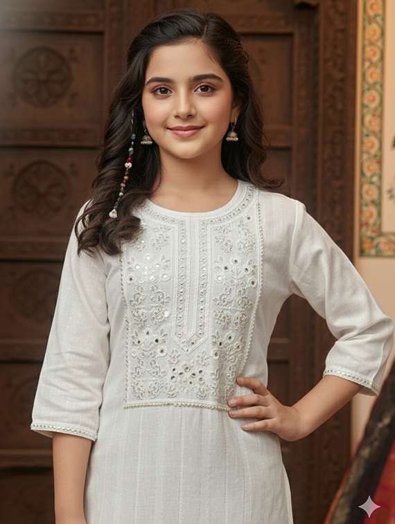 women three quarter sleeve straight kurta - 22289332 -  Standard Image - 4