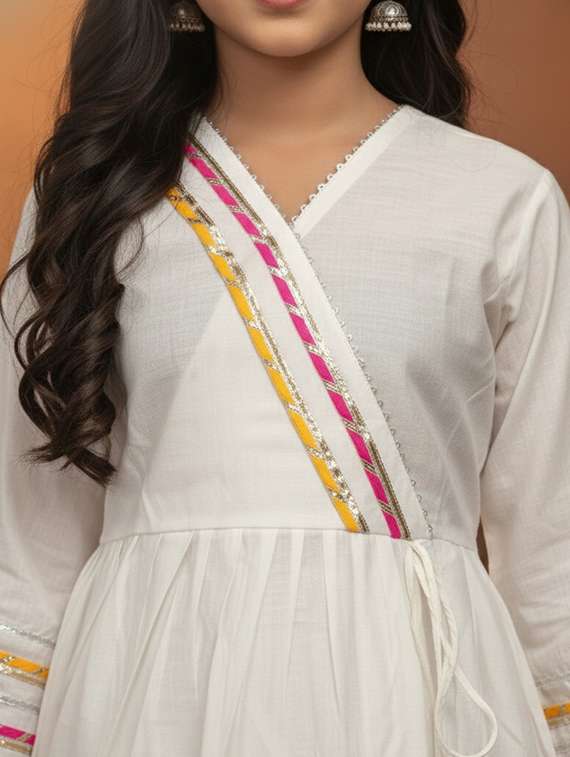 girls three quarter sleeve kurta and salwar set  - 22289351 -  Standard Image - 4