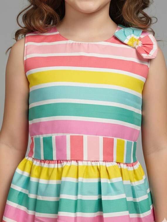 girls color blocked sleeveless frock - 22289353 -  Standard Image - 4