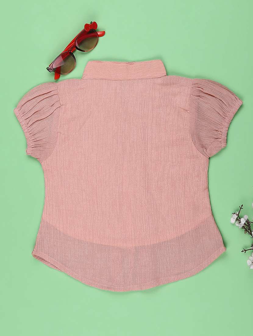 girls solid with work puff sleeve top - 22289521 -  Standard Image - 1