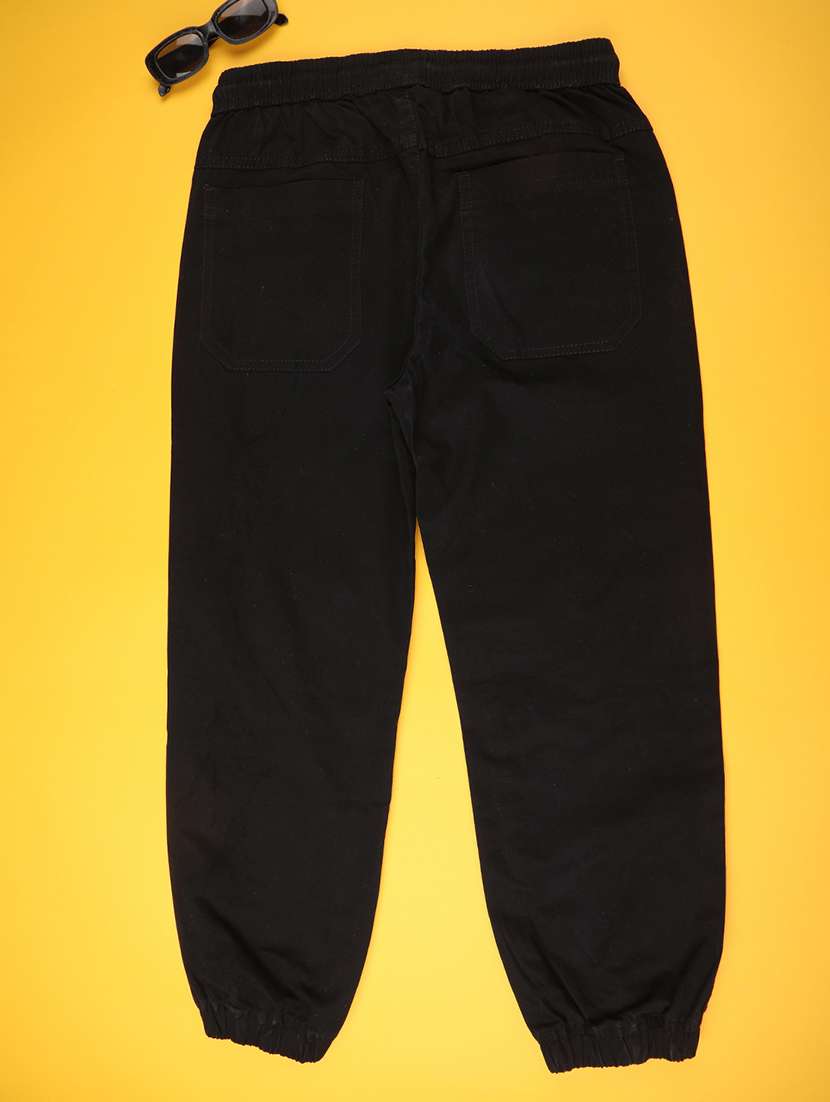black poly cotton plain jogger - 22289870 -  Standard Image - 1