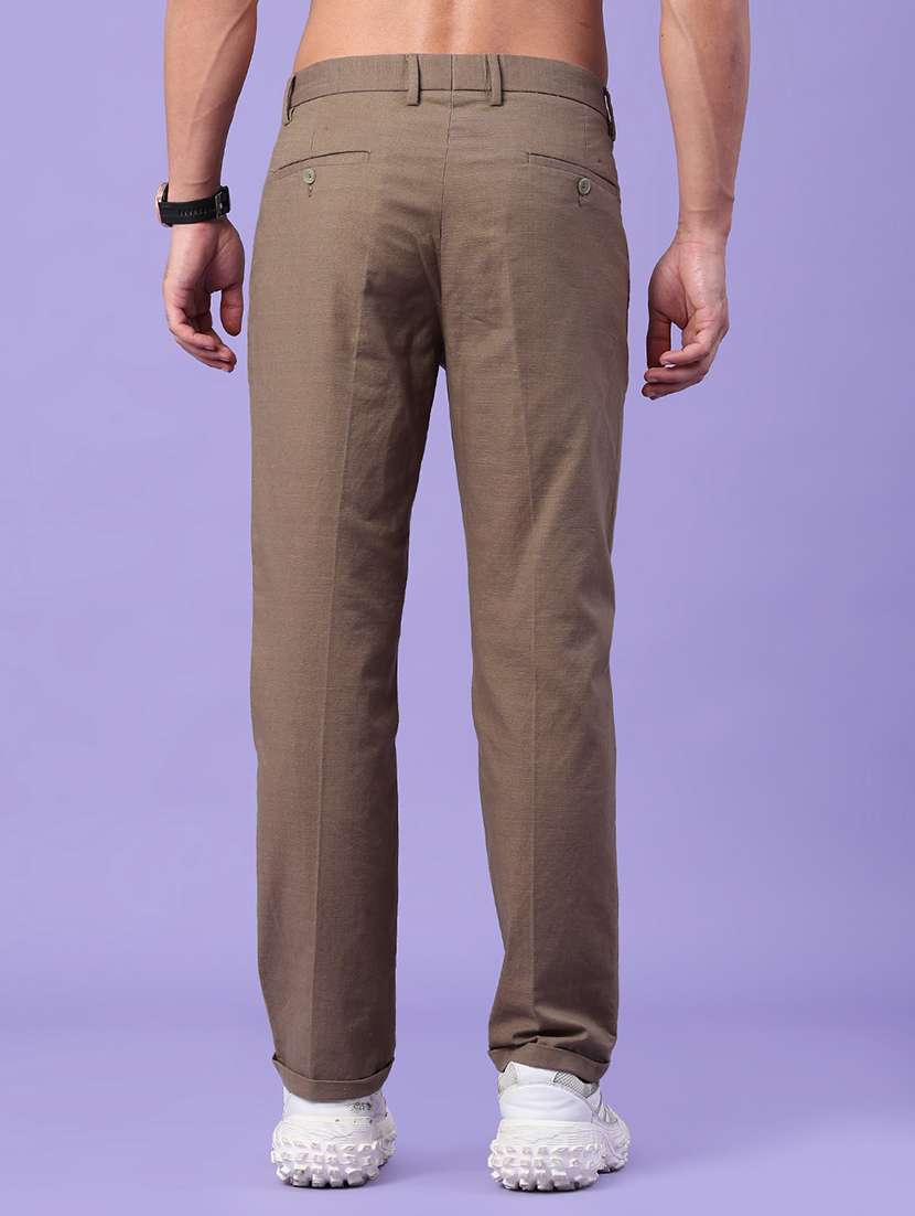 men solid mid rise regular fit pleated trouser - 22289884 -  Standard Image - 4