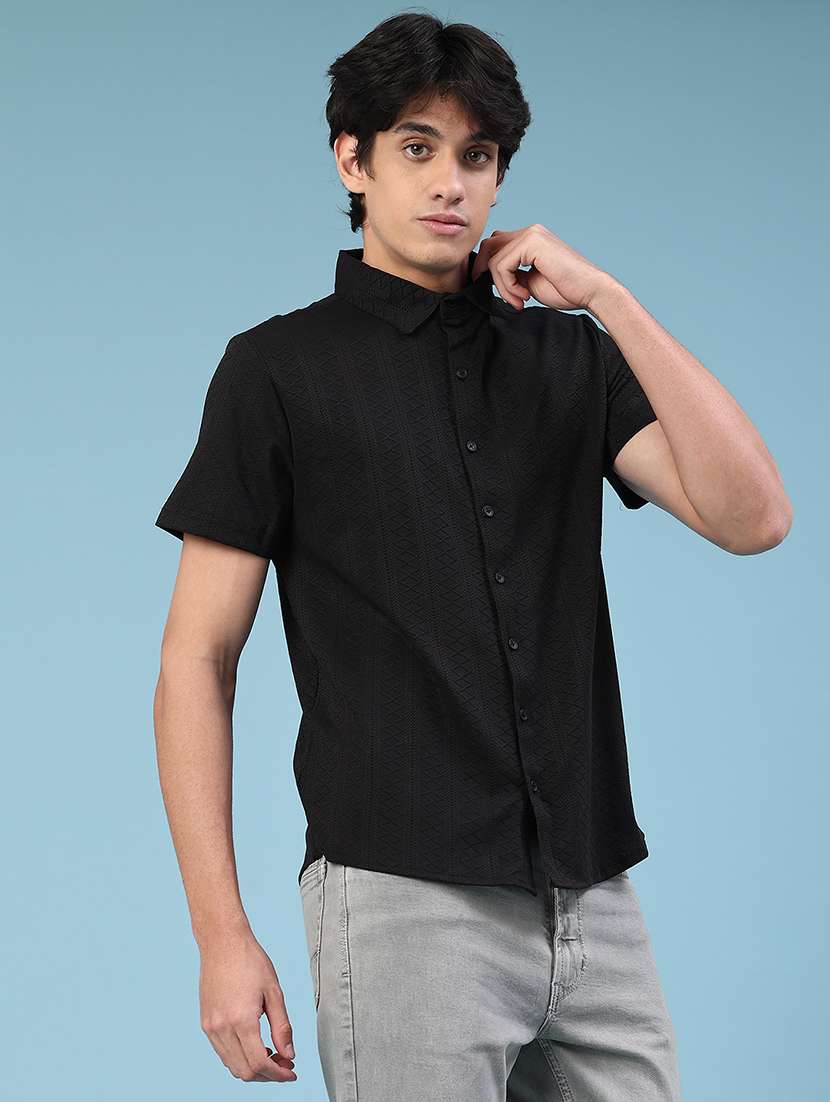 black polyester casual shirt - 22289895 -  Standard Image - 1