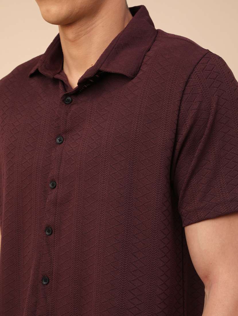 maroon polyester casual shirt - 22289896 -  Standard Image - 1