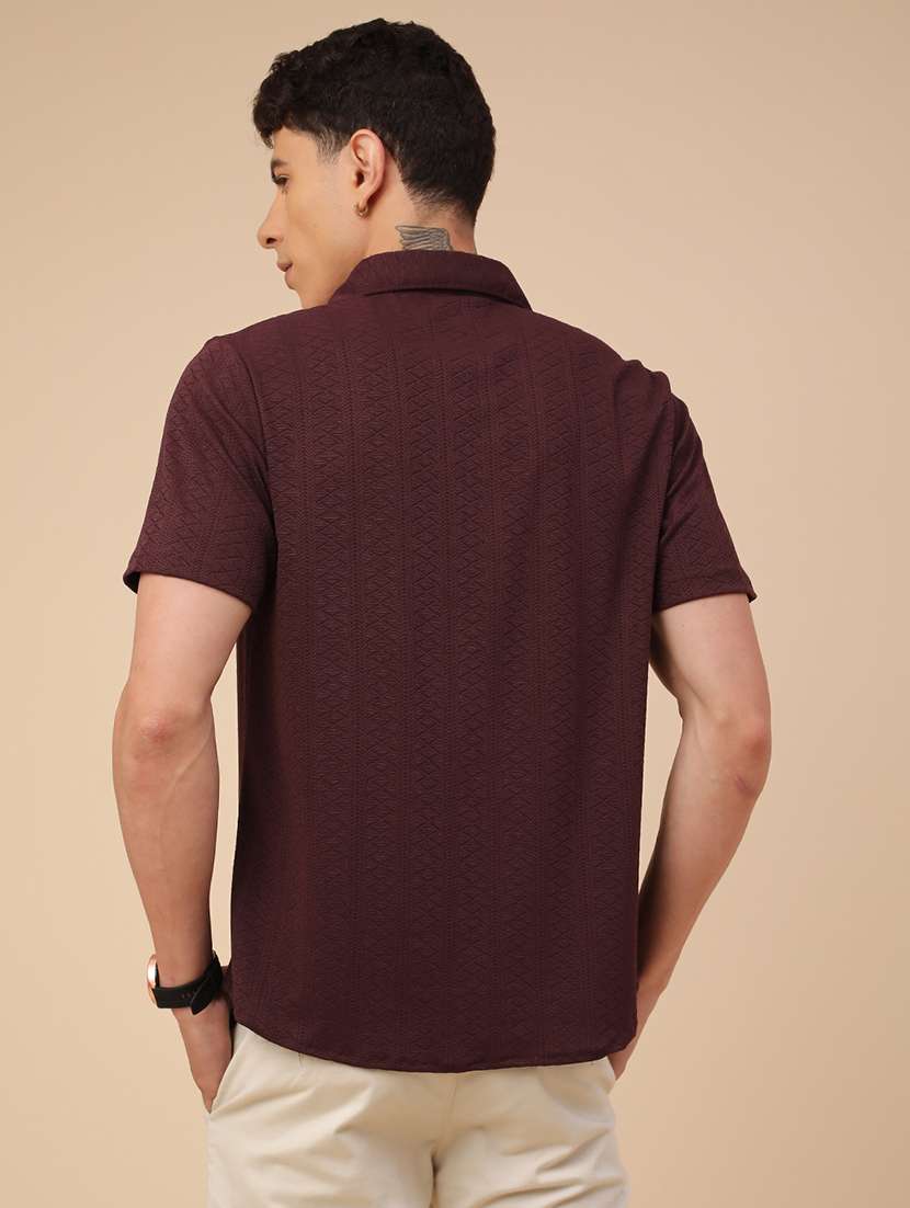 maroon polyester casual shirt - 22289896 -  Standard Image - 4