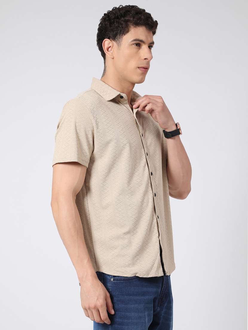 beige polyester casual shirt - 22289897 -  Standard Image - 1