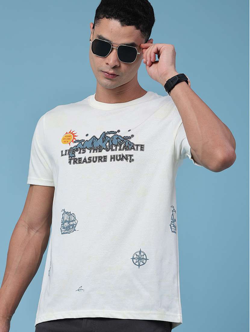men printed round neck regular fit t-shirt