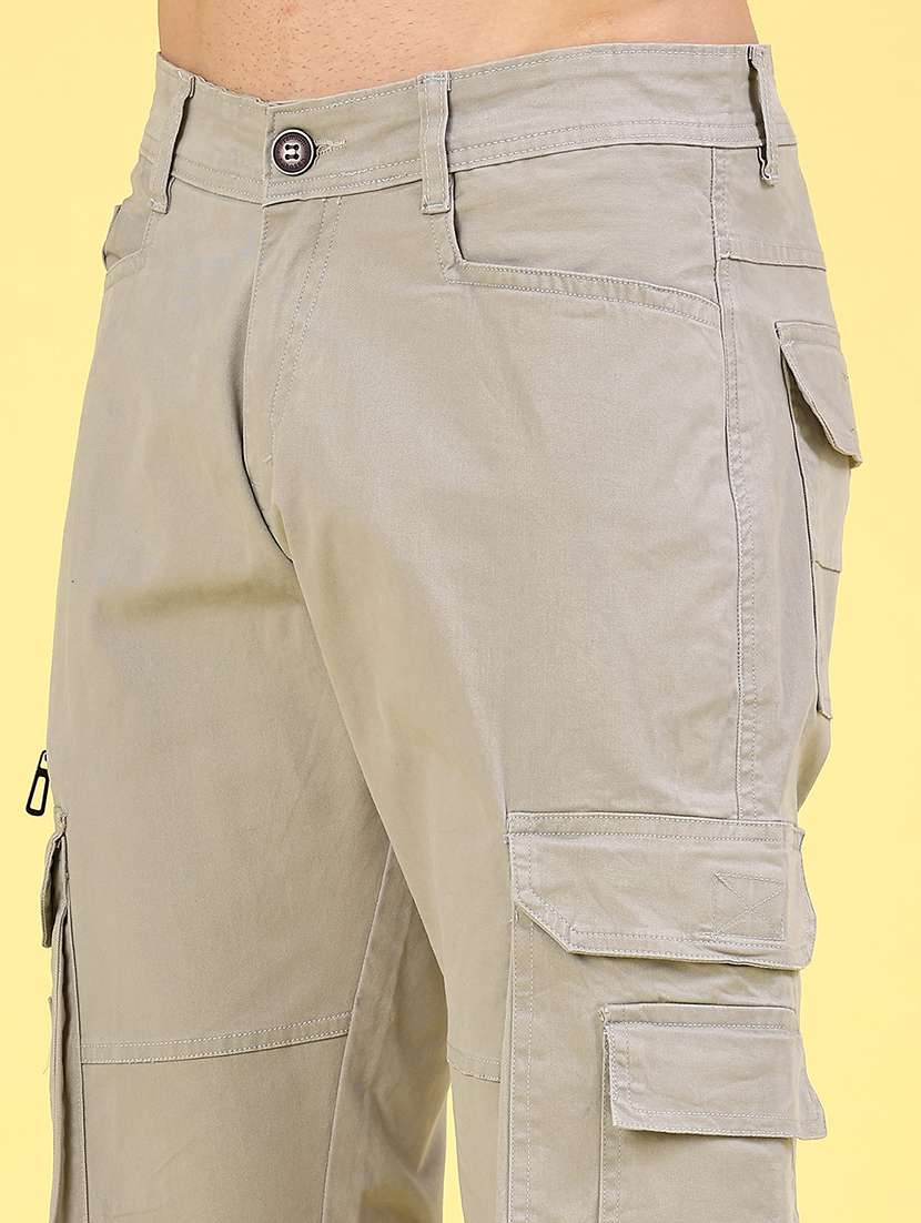 men solid mid rise regular fit cargo  - 22289969 -  Standard Image - 1