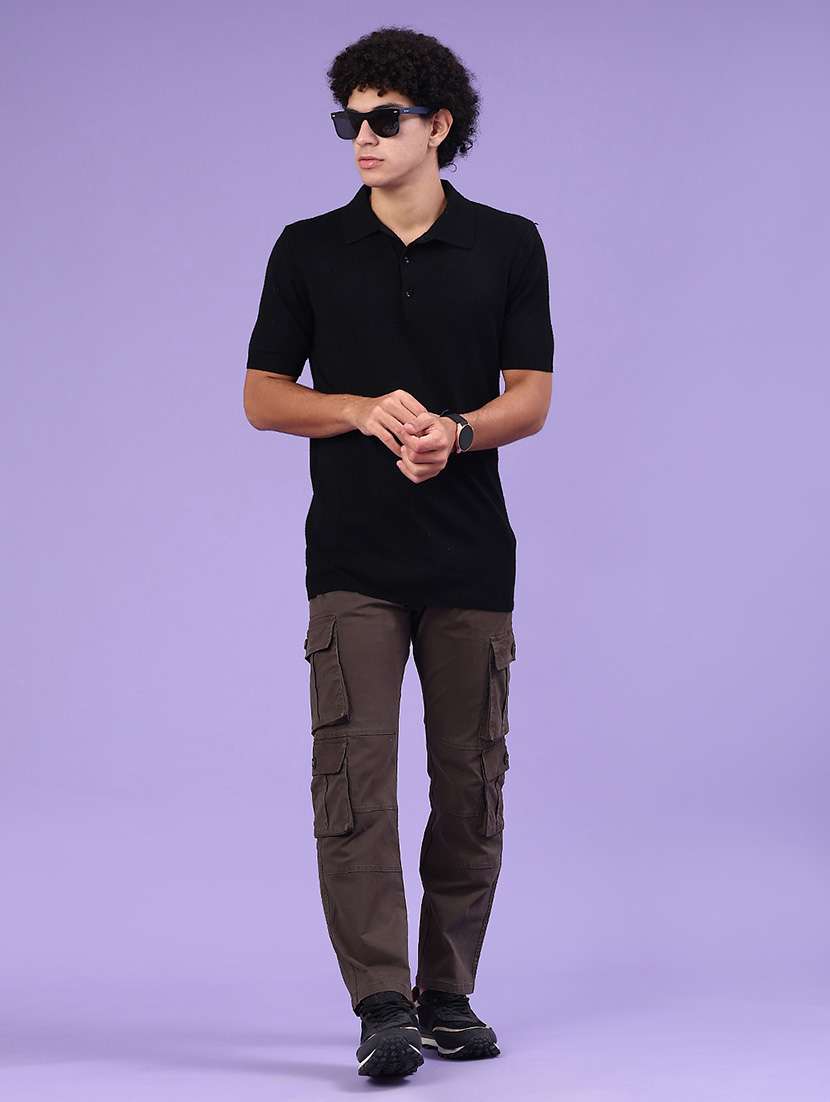 men solid mid rise regular fit cargo  - 22289970 -  Standard Image - 4