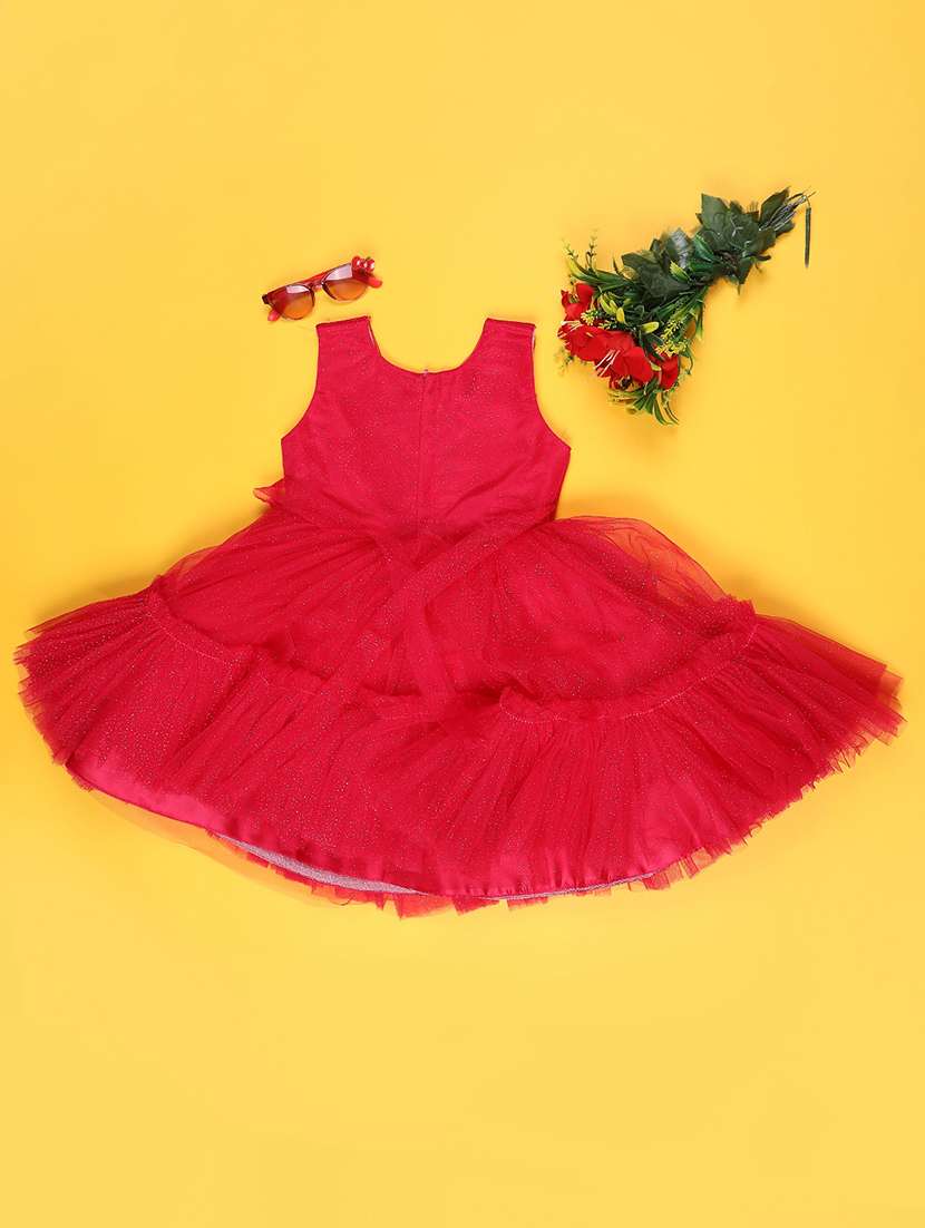 red cotton fit & flare dress - 22290031 -  Standard Image - 1