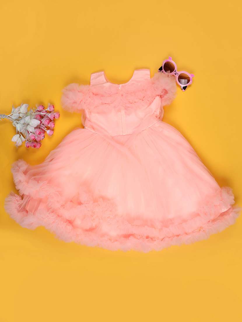 peach cotton fit & flare dress - 22290032 -  Standard Image - 1