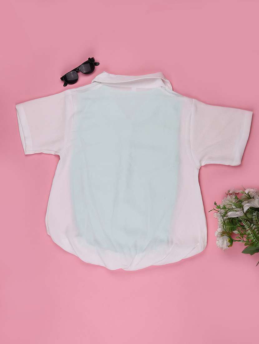 gilrs solid collared short sleeve shirts top - 22290062 -  Standard Image - 1