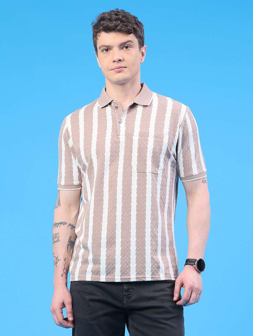 men striped short sleeve regular fit polo t-shirt - 22290349 -  Standard Image - 1