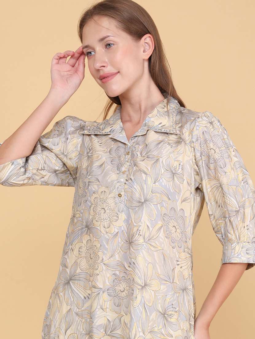 women printed three quarter sleeves ethnic co-ord set - 22290362 -  Standard Image - 1