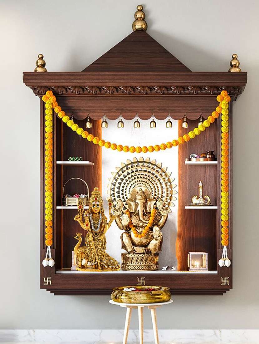 brass antique gold cz kartikeya murugan idol stand figurine - 22290382 -  Standard Image - 1