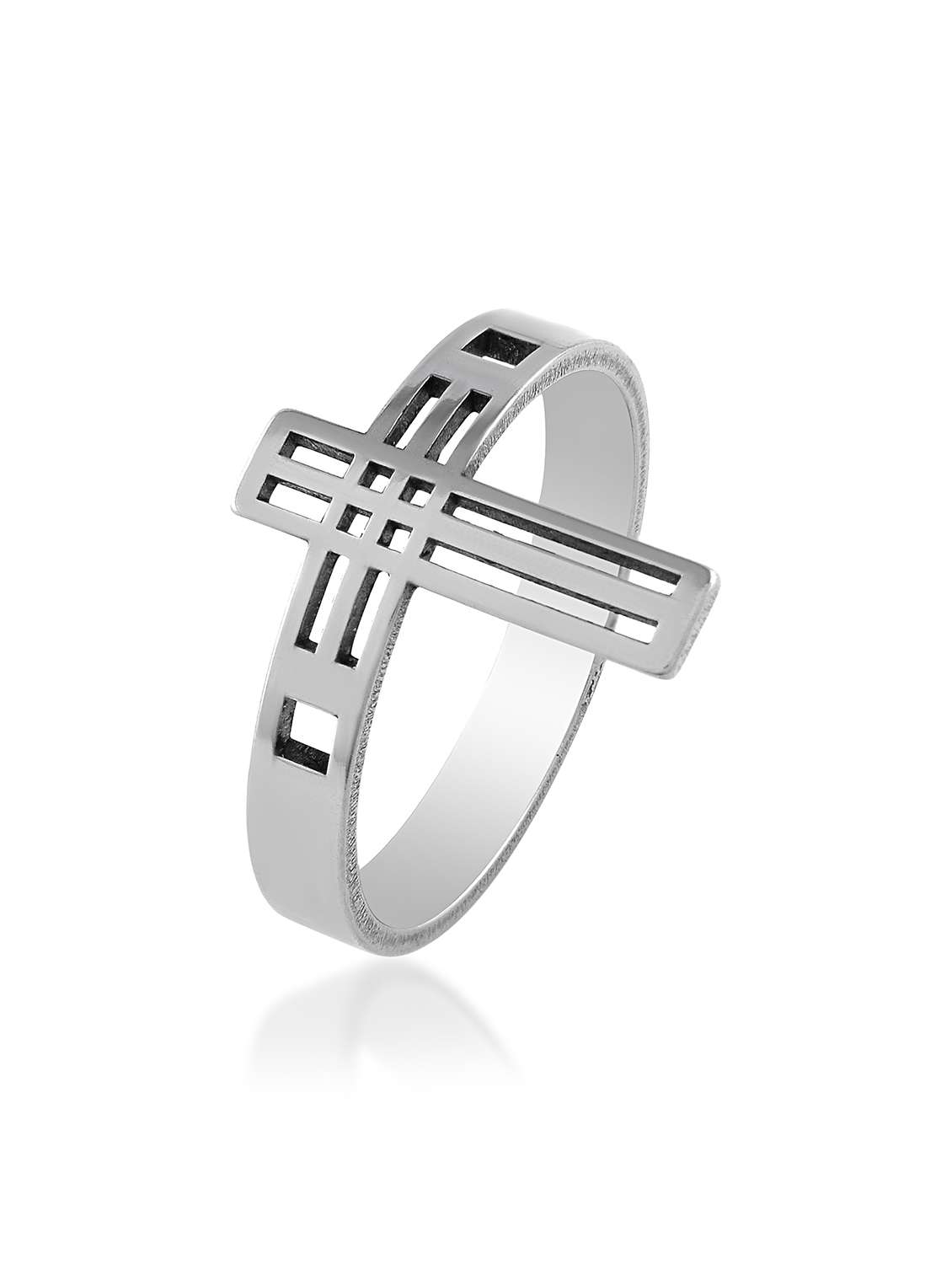 stainless steel cross finger ring and rose gold plated cross pendant  - 22290388 -  Standard Image - 1
