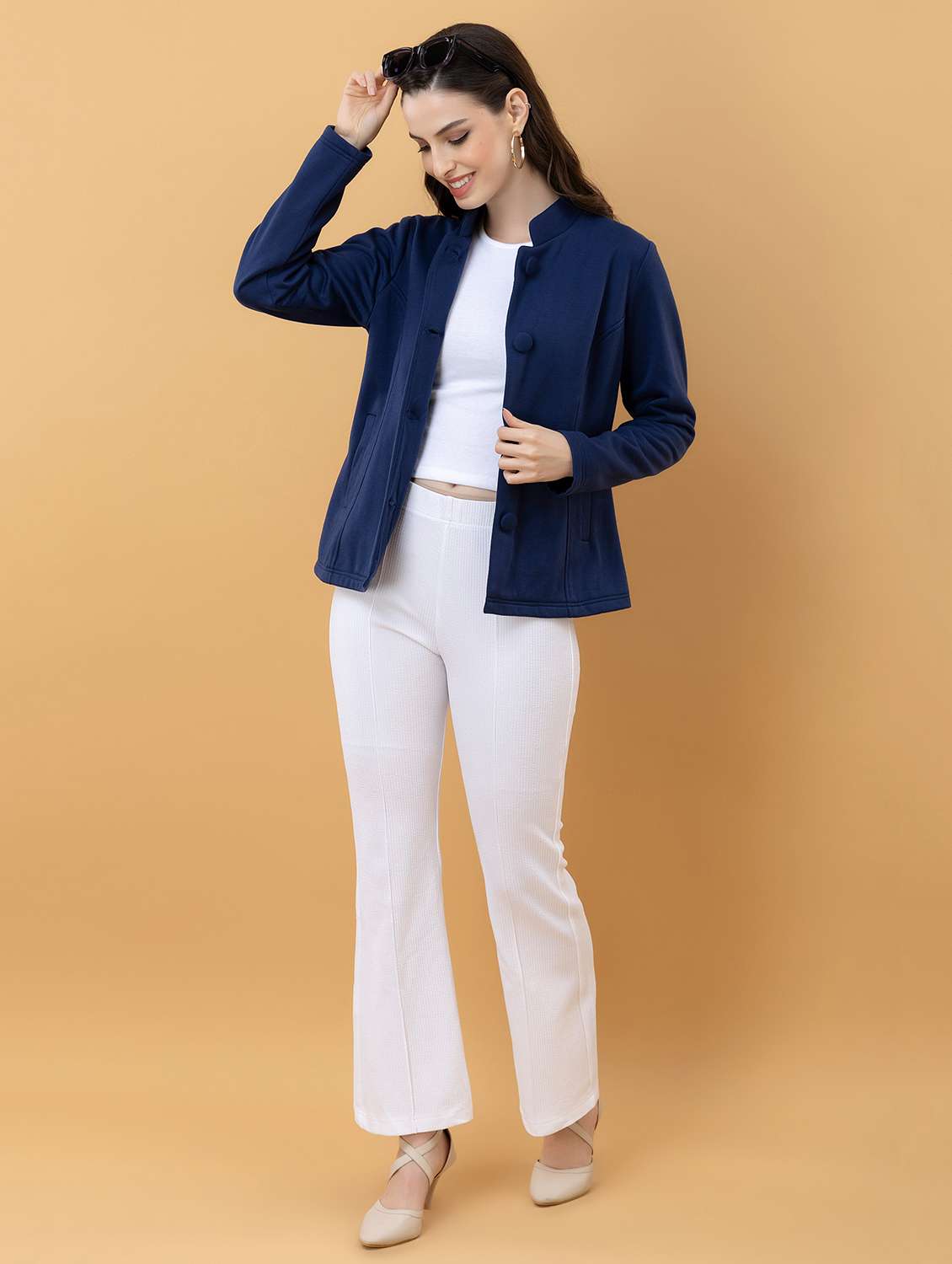 women solid long sleeve regular jacket - 22290399 -  Standard Image - 6